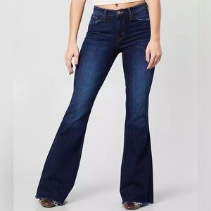 Women's Dark Blue High Rise Flared Jeans